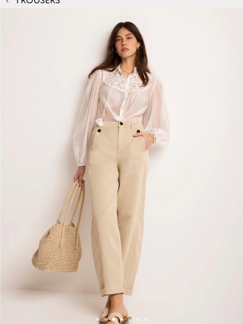 Straight-Leg High-Rise Jeans in Light Beige